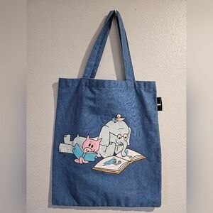 Out of Print Blue Mo Willems Elephant & Piggie Read Canvas Tote Bag